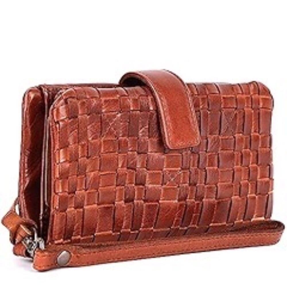 Valenca Holland Brown Woven‎ Distressed Leather Wallet Credit Card ID Holder